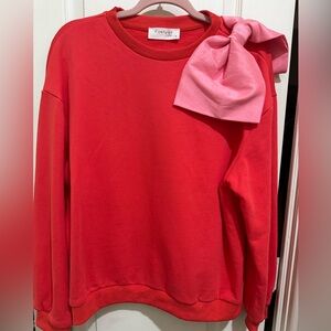 Red Sweatshirt with Pink Accent